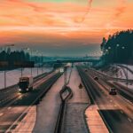 way, sky, nature, clouds, street, forest, twilight, highway, asphalt